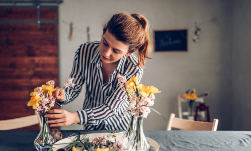 Girl Arranging Flowers