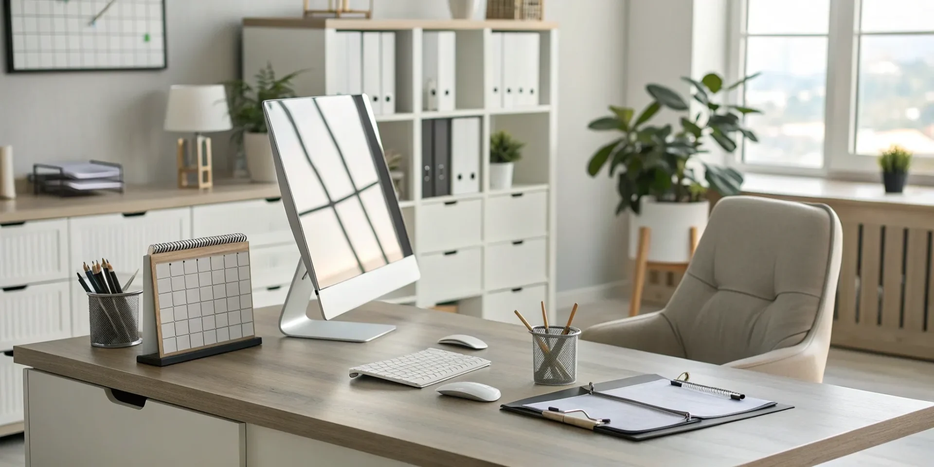 An organized desk at a personal assistant placement agency used for vetting top candidates.